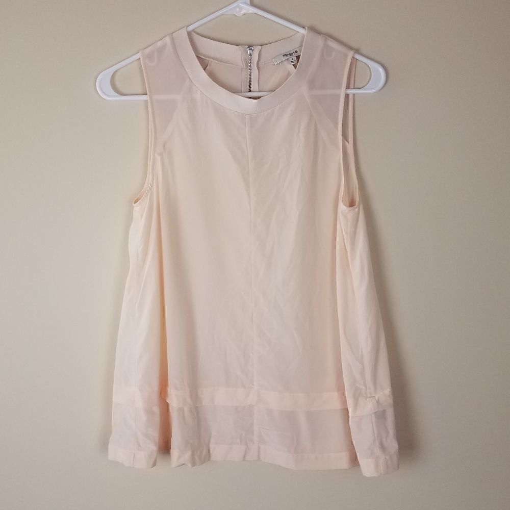 Madewell Pink Salmon Silk Blend Sheer Blouse